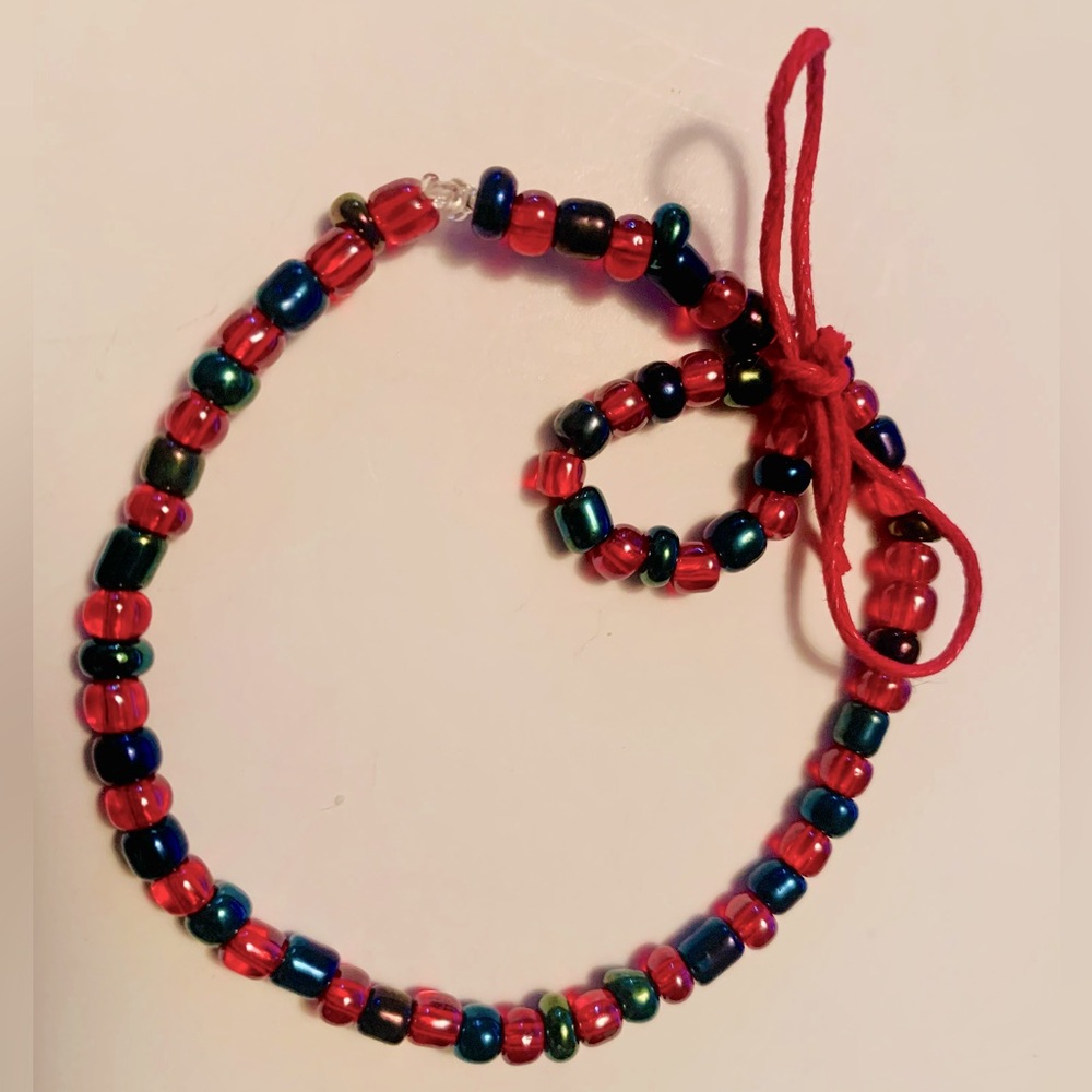 Bracelet and Ring Handmade Matching Set🖤❤️💚
